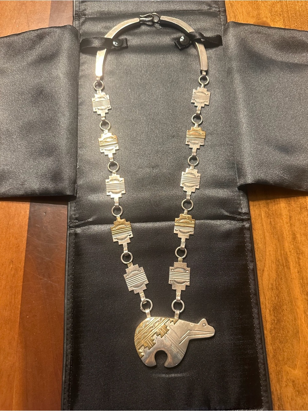 Native American Bear Pendant Necklace 925 1/20 12K GF Marie Morgan Navajo 22"